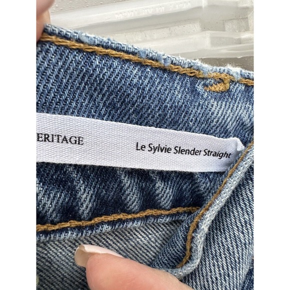 Frame Denim Heritage Le Sylvie Slender Straight Jeans High Rise Med Wash Sz 23 - Picture 8 of 15